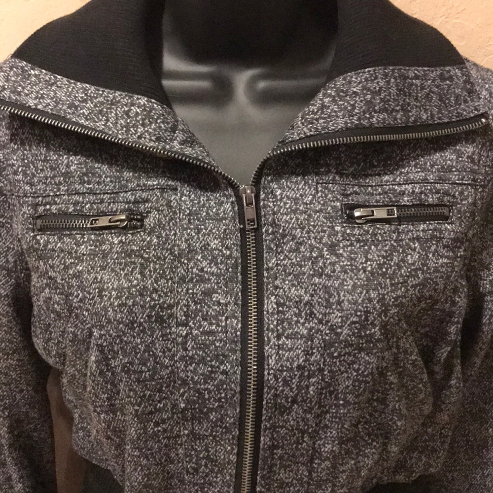 Gray & Black zip up sweater - Picture 2 of 4